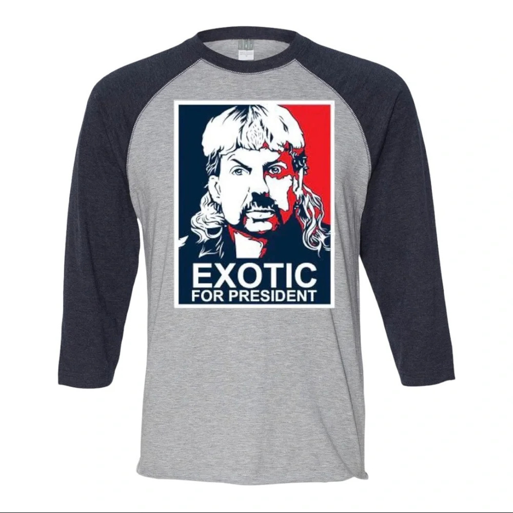 NEW Mens Lat Joe Exotic Tiger King Zoo Keeper 3/4 Sleeve Baseball Shirt S-2XL